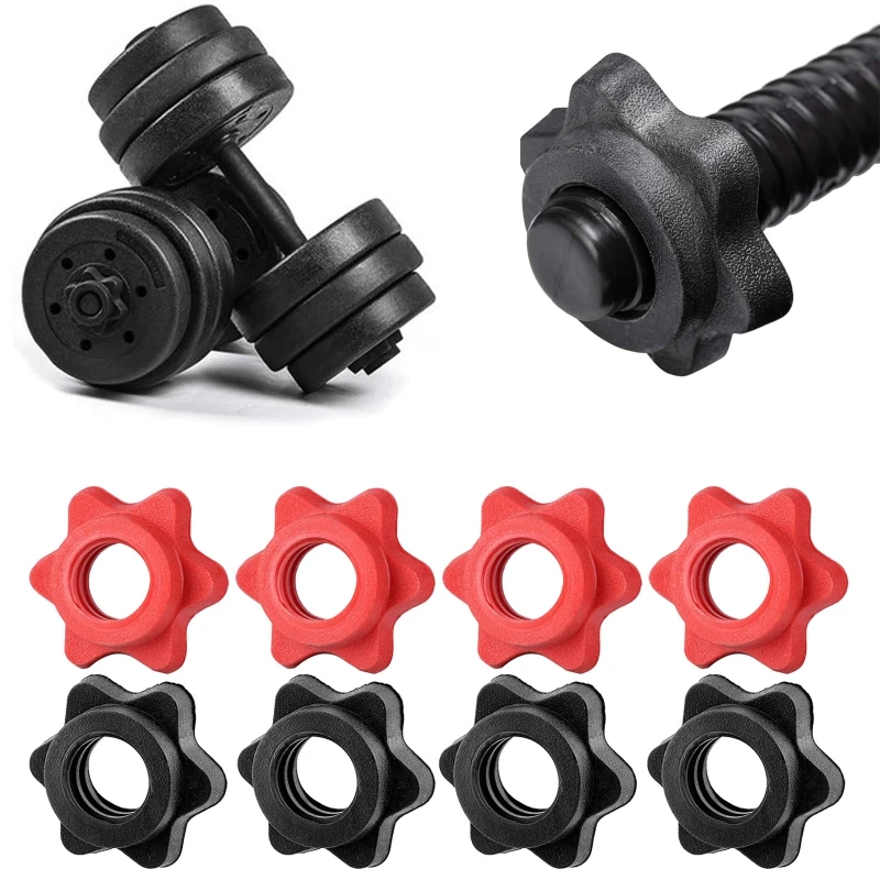 2024 New 4Pcs Dumbbell Rod Nut Non-Slip Hex Nut Spinlock Collars Replacement Barbell Bar Hexagon Nuts for Barbells Bars Training