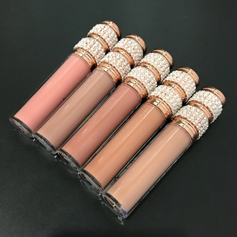 50pcs/Lot Custom Logo Lip Gloss Glossy Nude Clear Shimmer Vegan Lip Makeup Pigment Glitter Lipgloss Private Label Cosmetics