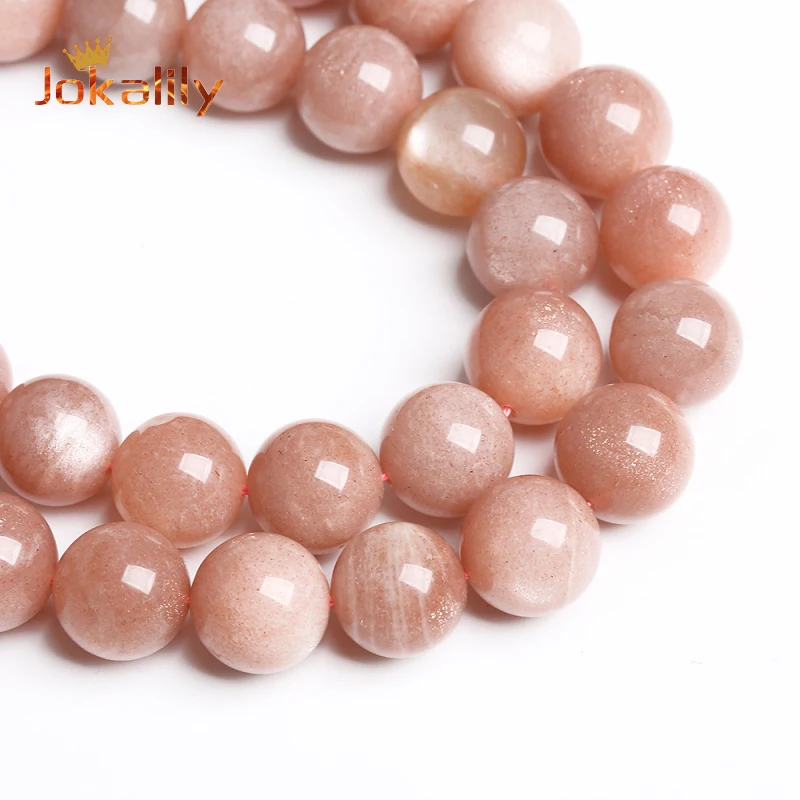 Natural Sunstone Beads Orange Moonstone Round Loose Stone Beads For Jewelry Making DIY Bracelets Accessories 4 6 8 10 12mm 15