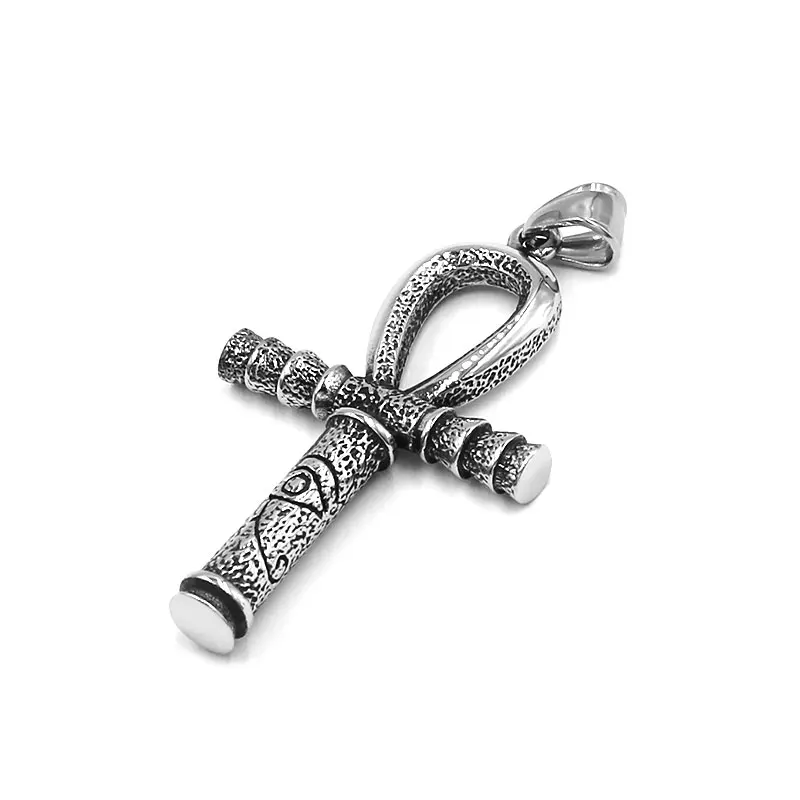 Ancient Egyptian Ankh Pendant Stainless Steel Jewelry Eye of Horus Ra Udjat Amulet Cross Biker Men Pendant Gift SWP0564A