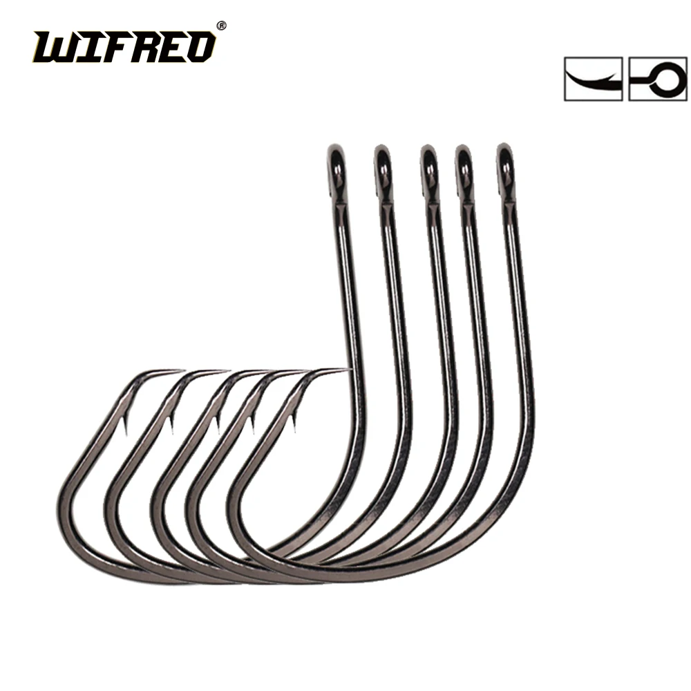 Wifreo 50pcs Octopus Sport Circle Seawater Fishing Hooks 7381 Black Sabiki Rigs DIY Fishhooks Fishing Tackle #4 - #8/0