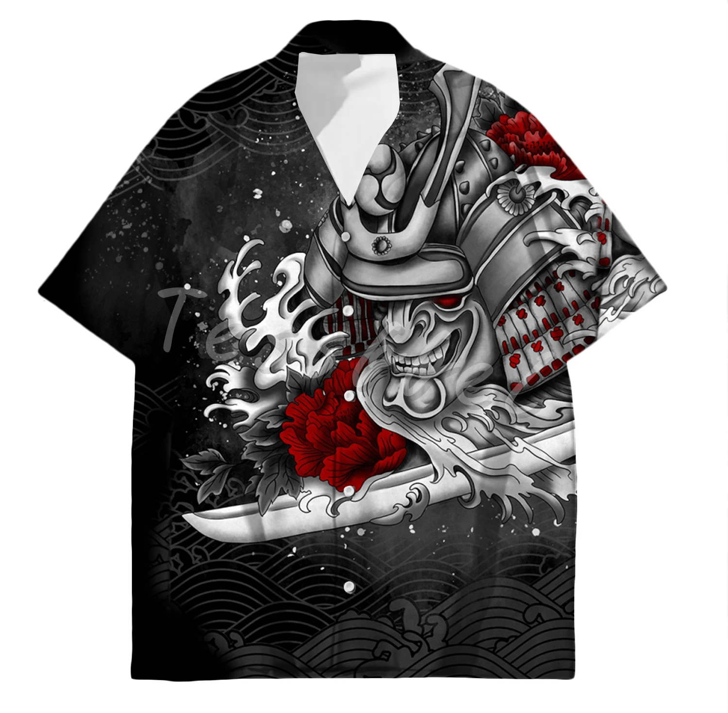 Tessffel Samurai Japan Tattoo 3D Print Men’s Hawaiian Shirts Beach Shirt Fashion Summer Harajuku Casual Oversize Streetwear S27