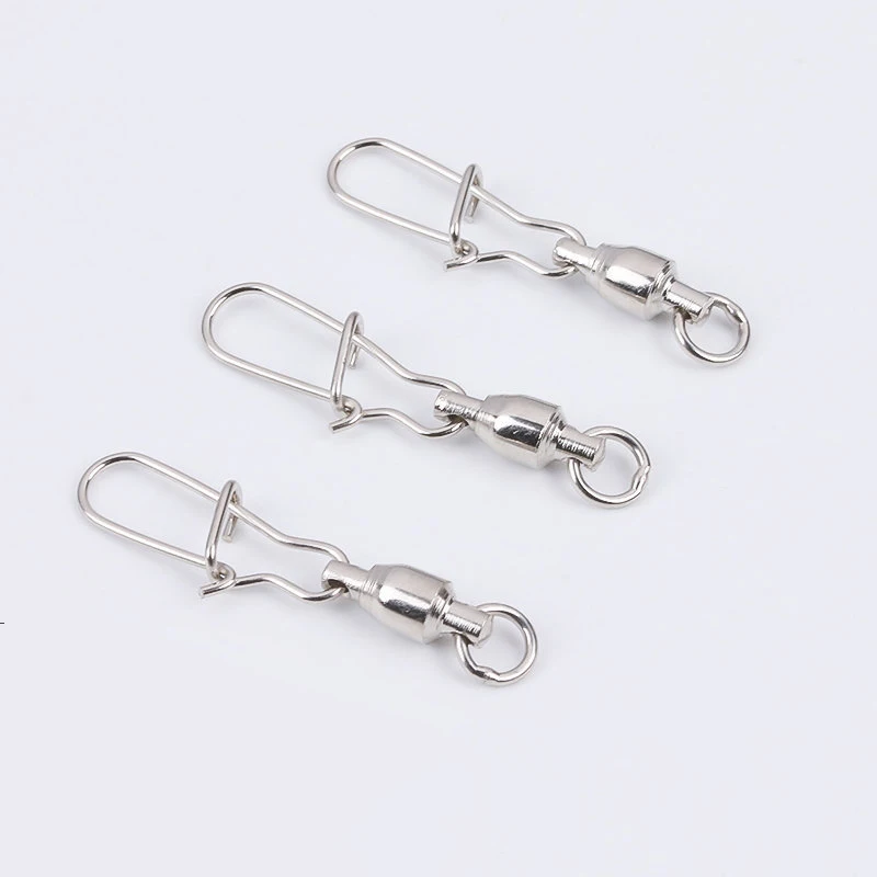 Wholesale Swivels Silver White Connector Copper Steel Alloy Pin Bearing Rolling Swivel Snap Fishing Tackle Accessories Pesca