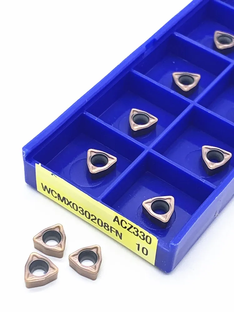WCMX030208FN AZC330-Herramienta de perforación en U, piezas de torno, herramienta de torneado, inserción de carburo, NC, corte de ranura de taladro en forma de U