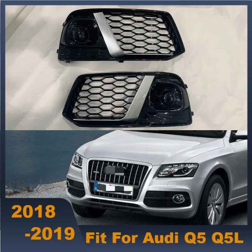 High Quality 2PCs ABS Car Front Lower Bumper Fog Light Lamp Grille Left/Right Side For Audi Q5 Q5L 2018-2019