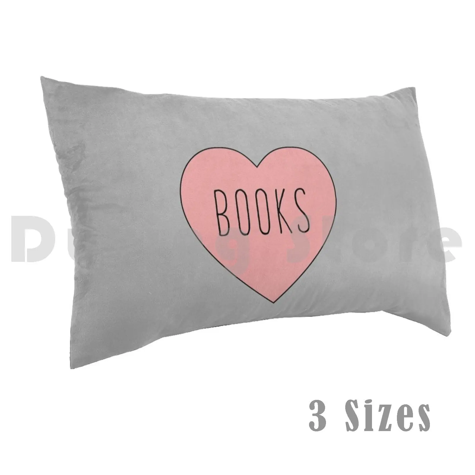 I Love Books Heart Pillow Case Printed 50x75 Book Books Reading Read Writer Nerd Library Heart Hearts Love