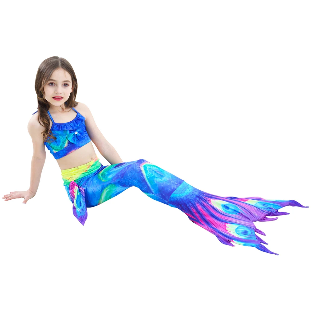 

2021 free shipping New Kids Mermaid Tail Swimwear Bikini Set Bathing Suit Costume for birthday party designed high quality