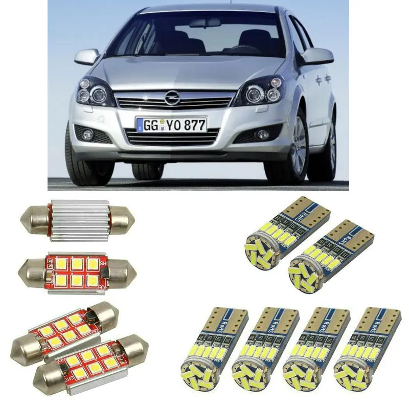 

Interior led Car lights For Opel astra h a04 estate hatchback saloon bulbs for cars License Plate Light 8pc