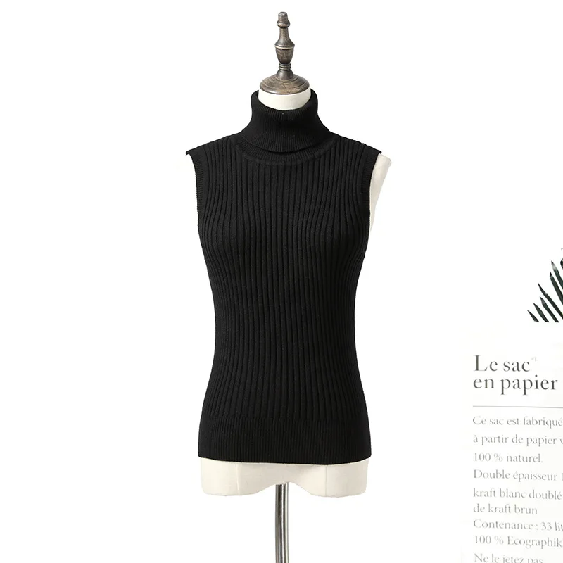 New Sexy Sleeveless Sweater Female Tank Turtleneck Sweater Women Slim Knitting Sweater Women Winter Pullovers Women Jumper Tanks