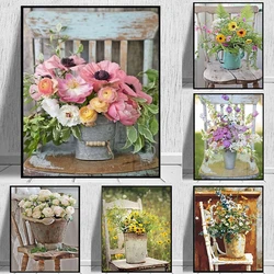 GATYZTORY  60x75cm Oil Painting By Numbers For Adults DIY Acrylic Paint Unframe Pictures By Numbers Kits Chair Flower Decor For