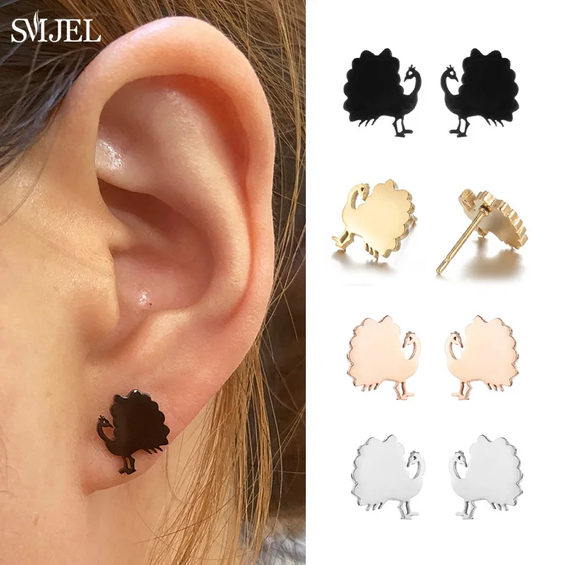 Vintage Bohemian Style Peacock Bird Earrings Lovely Peafowls Animal Earring Studs Piercing Jewelry Christmas Accessories Gift