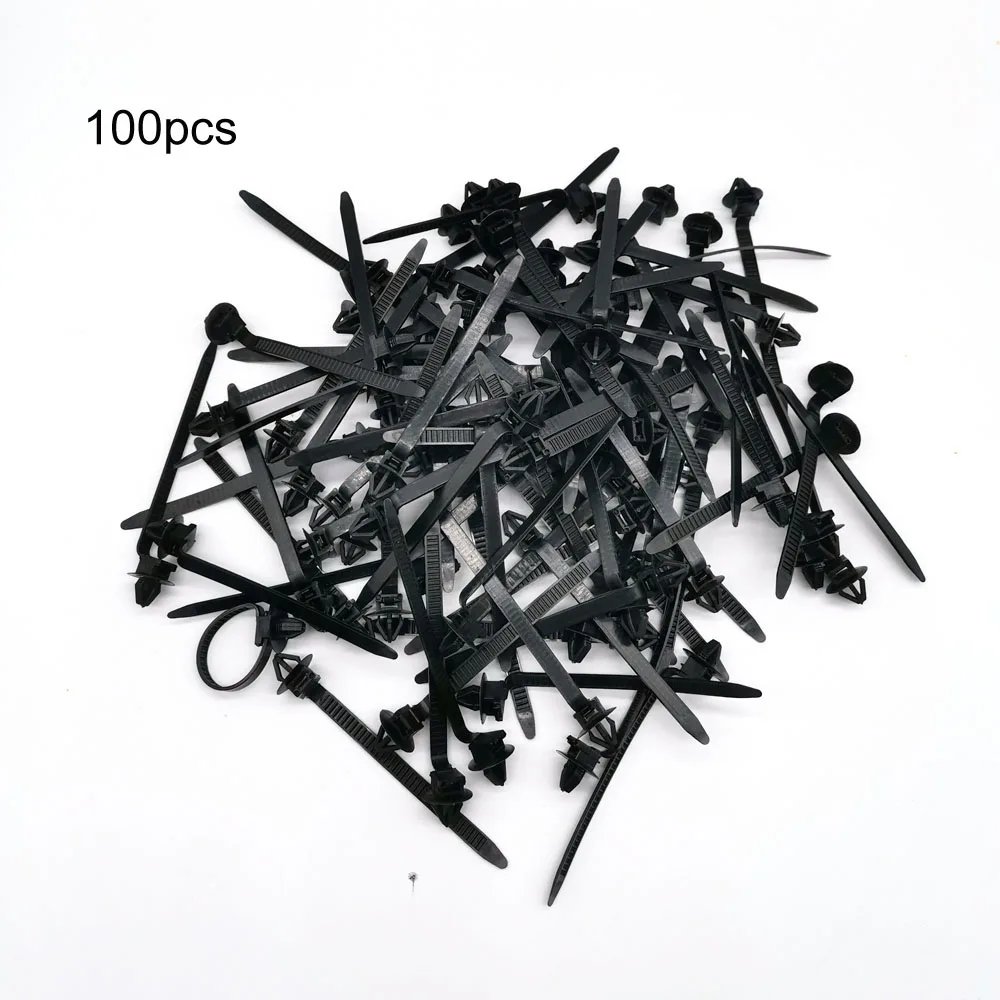 100pcs Releasable Cable Strap Fastener Clips Nylon Wire Harness Zip Ties Car Auto Cable Strap Push Mount Wire Retainer Clip