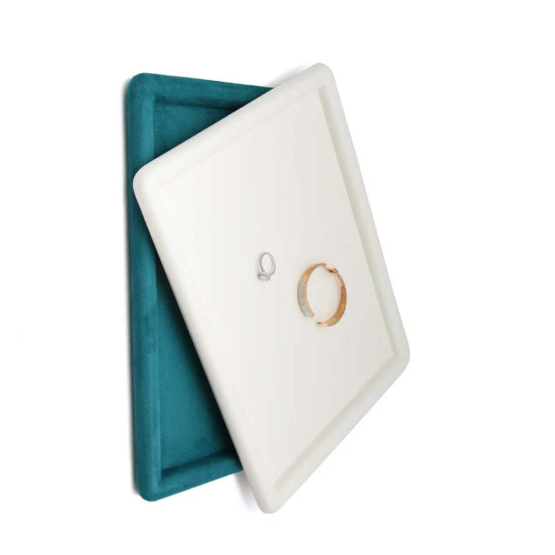 Luxurious 3 Colors Jewelry Selection Tray Ring Necklace Jewelry Case White Microfiber Flannel Box Jewelry Showcase Display Props