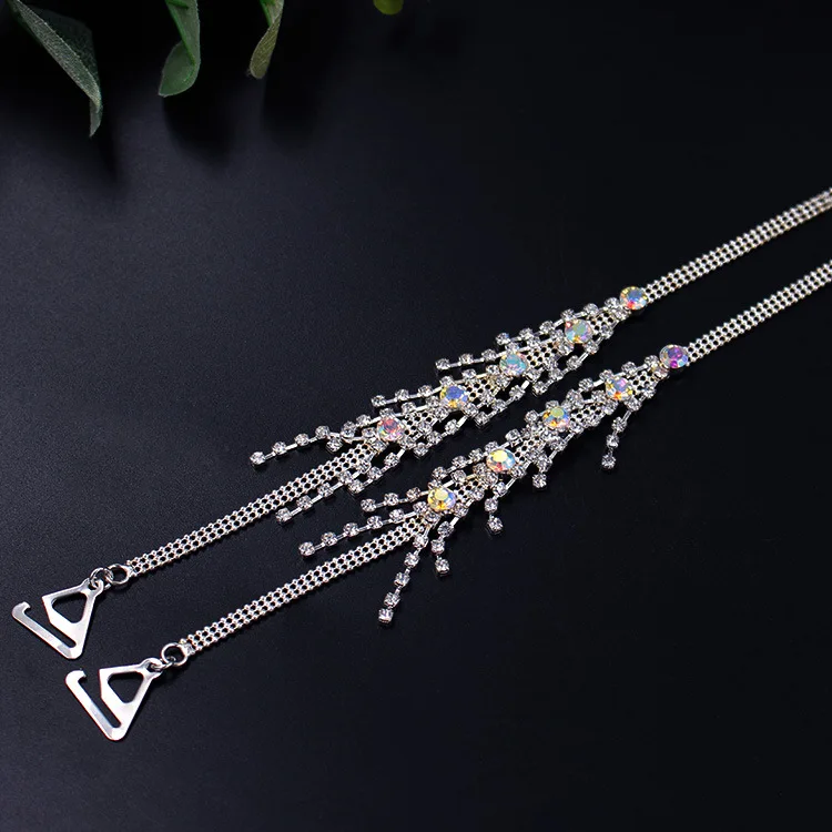 2020 Women Bright Tassel Crystal Wheat Shoulder Strap Adjustable Invisible Metal Girl Underwear Accessories  Design Beautiful