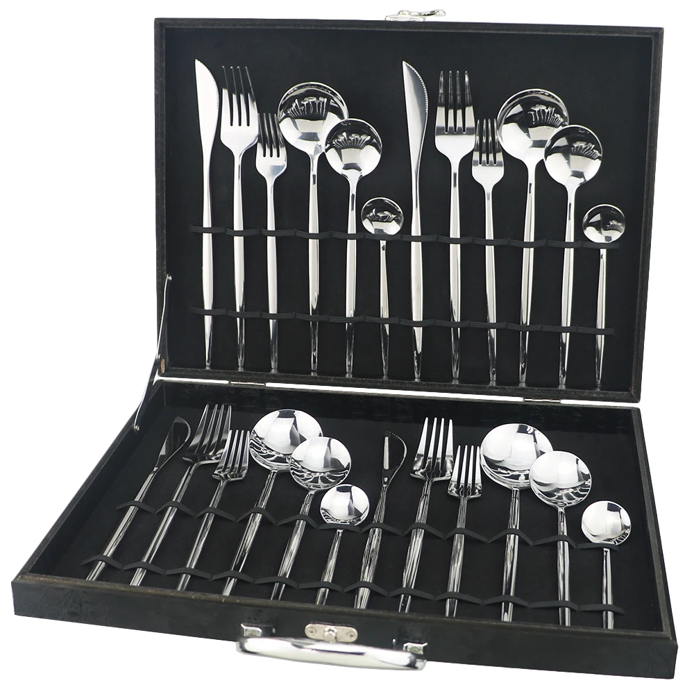 

24Pcs/set Black Gold Cutlery Set 18/10 Stainless Steel Dinnerware Silverware Flatware Set Dinner Knife Fork Spoon Dropshipping