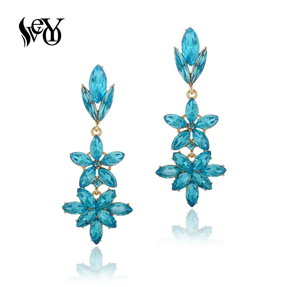 VEYO Crystal Earrings Geometry Drop Earrings for Women 2 Color Fashion Jewelry Brincos Gift Wholesale