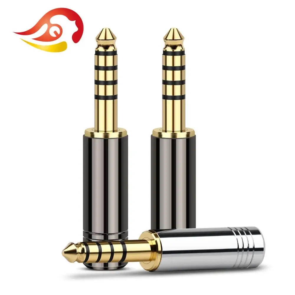 QYFANG 4.4mm Audio Jack 5 Poles Stereo No Steps Earphone Balanced Plug Metal Adapter Bright Shell Wire Connector For Headphone