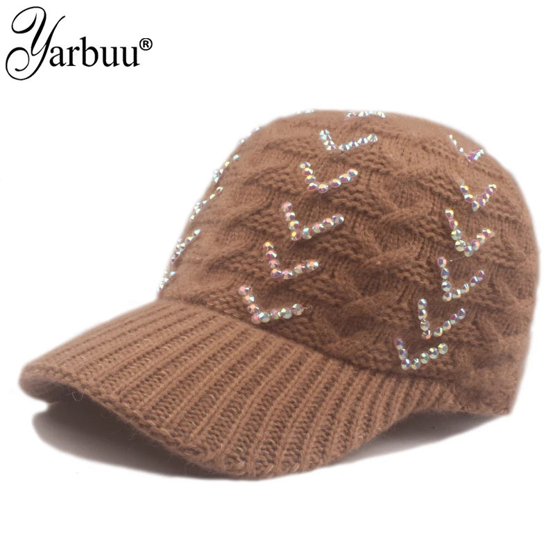 

[YARBUU] Autumn&Winter Women's Knitted Wool Baseball Cap Casual Cap Solid Color Winter Hats for Women Good Quality Female Hat