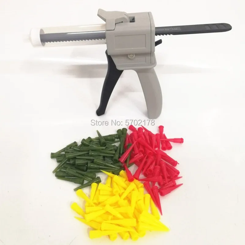 Manual Caulking Gun Applicator 55ml Glue Gun with 300piece Tapered Dispensing Needle tips 55cc Glue Dispenser Syringe Barrel