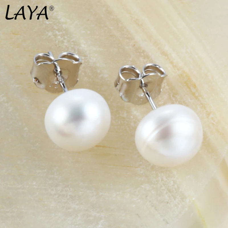 LAYA Real 925 Sterling Silver Fashion Natural Freshwater Pearl Earrings For Women Fine Jewelry Accessories 2022 Trend