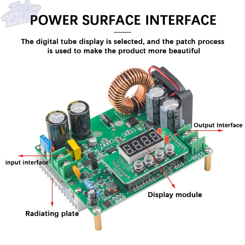 DKP6012 CNC High Power Adjustable DC Step-down Voltage Stabilization And Constant Current Power Module 10V-75V To 0-60V 12A