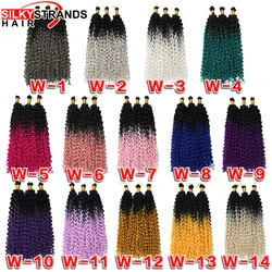 Boêmio sintético trança extensões de cabelo, fios sedosos, Ombre onda de água, massa encaracolado, Crochet tranças, extensões de cabelo