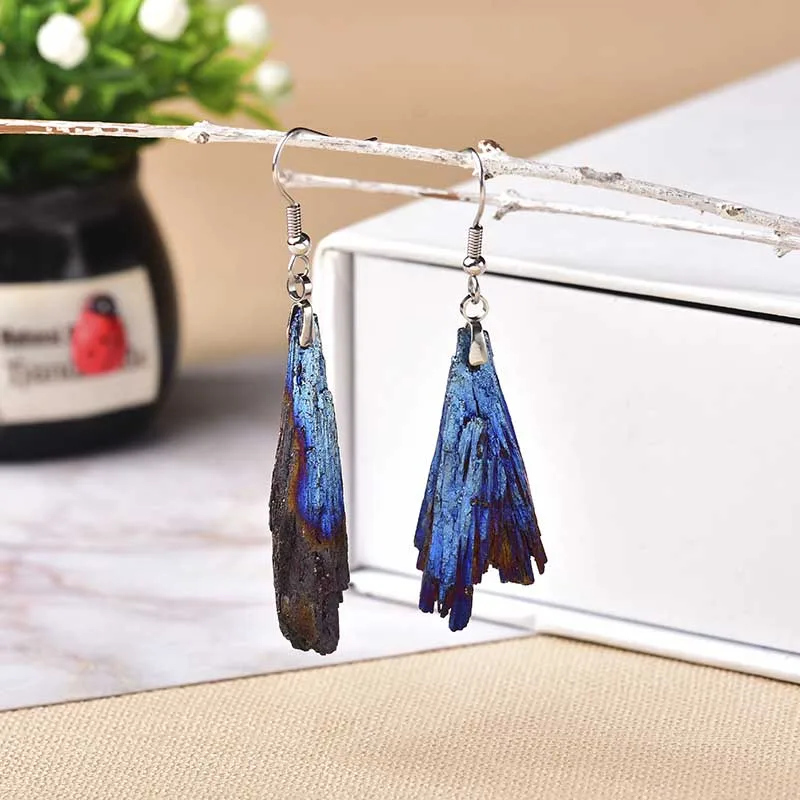 Natural Black tourmaline plated earrings Loveliness Reiki Healing Stone Increase charm Health Amulet for Girl Womans Charm Gifts