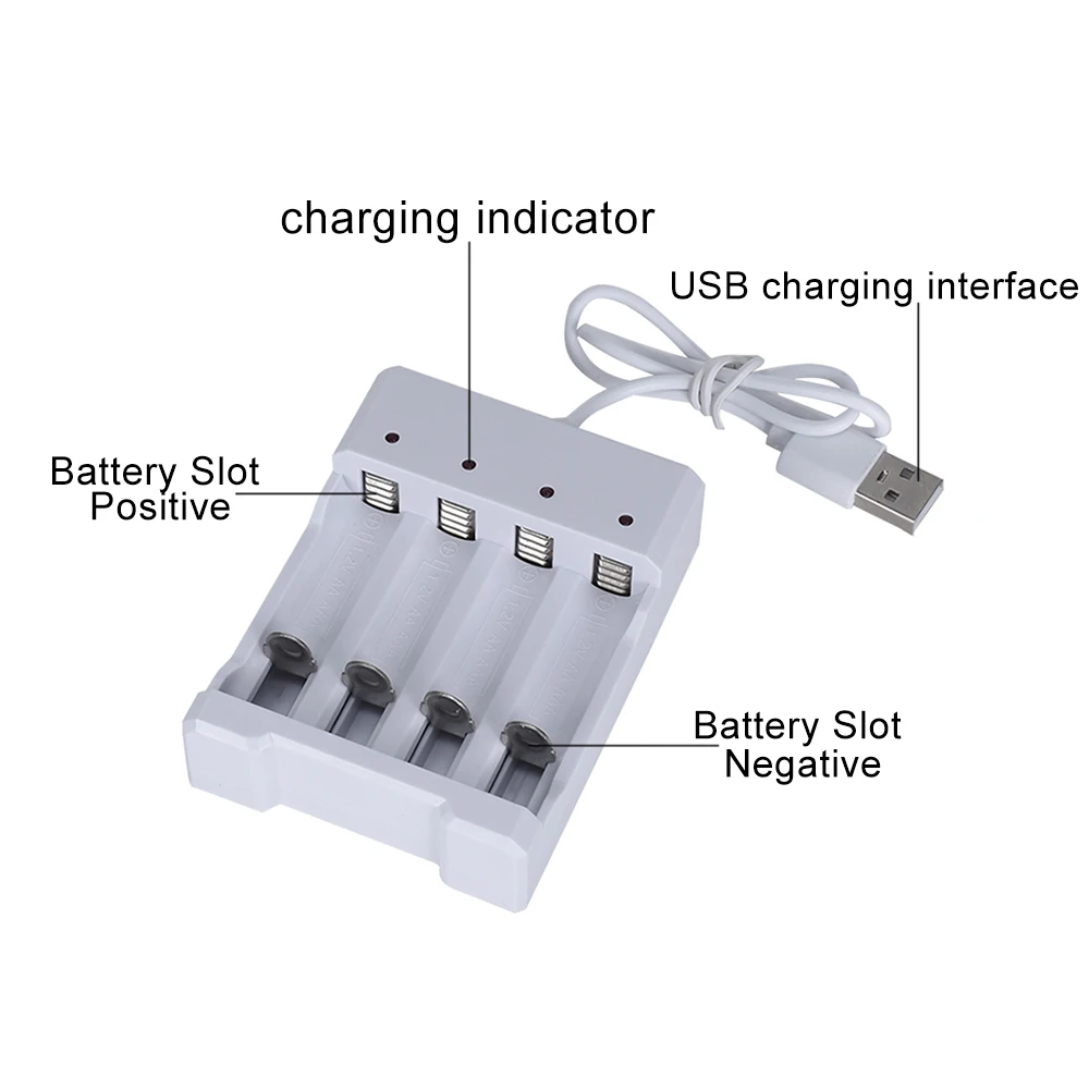 High-Speed USB 3/4 Slot Fast Rechargeable Battery Charger Short Circuit Protection AAA And AA Rechargeable Battery Slot