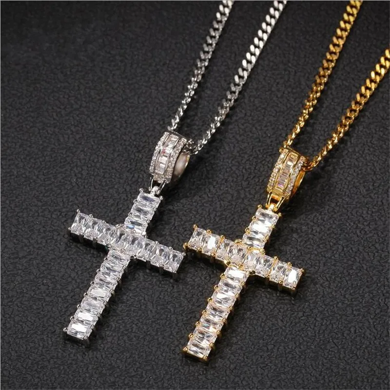 

Classical Fashion Jewelry Cross Pendant White Gold Fill Party Stainless Steel Chain High Quality Women Men Popular Necklace Gift