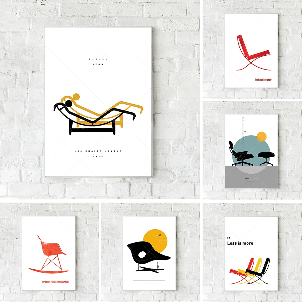 Icon Design '900. Scandinavian style impression. Chair design print, 1950 anniversary concept decoration poster