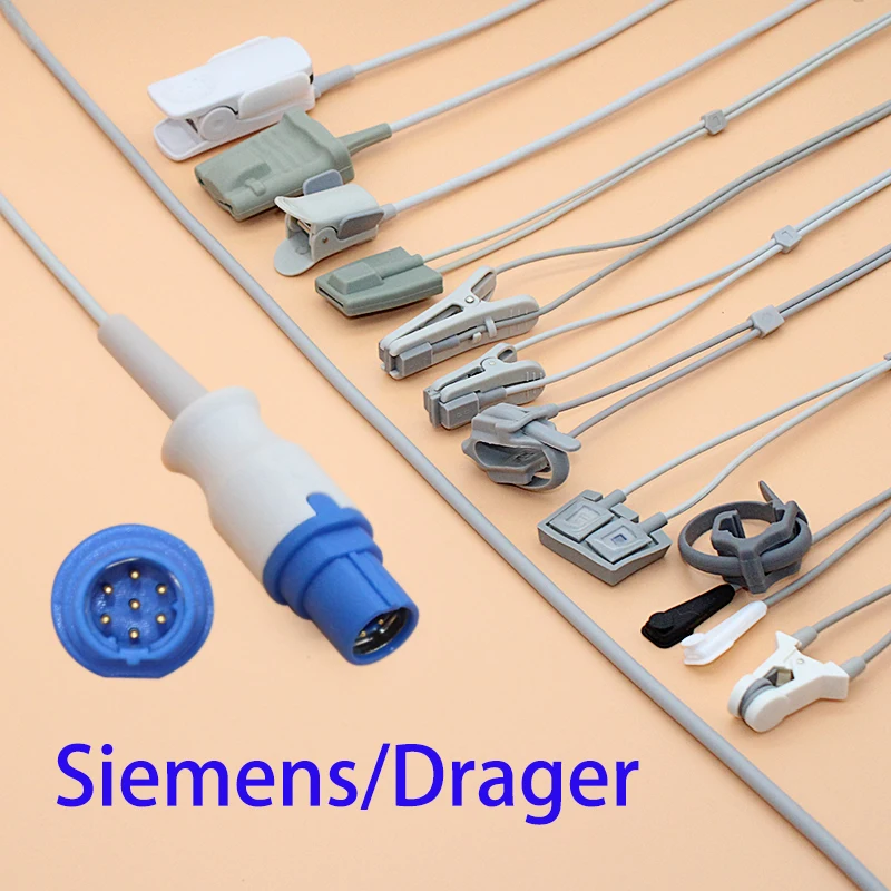 Siemens/Drager Blood oxygen monitor,adult/pediatric/child/Neonate/veterinary,Finger/Ear/Foot/Forehead spo2 sensor cable