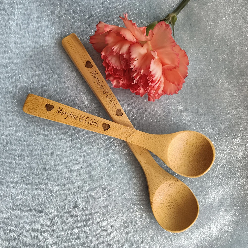 Personalized Bamboo Spoon with Engraved Name, Birthday Gifts, Wedding Spoon, Party Decor, Baby Honey Spoon, Company Gifts