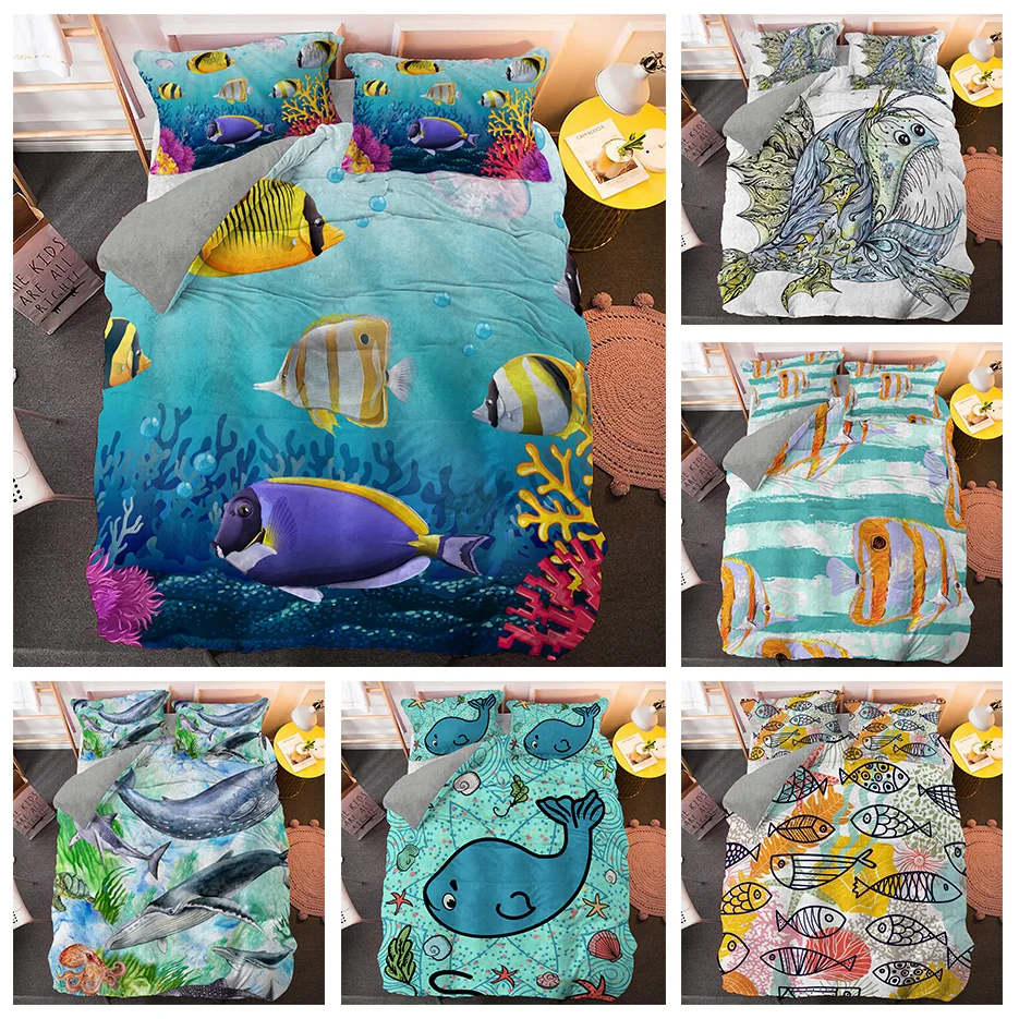 

Animal Dolphin Bedding Sets Twin King Size Cartoon Duvet Set Full Sizes Quilt Cover Kid Bedclothes Comforter