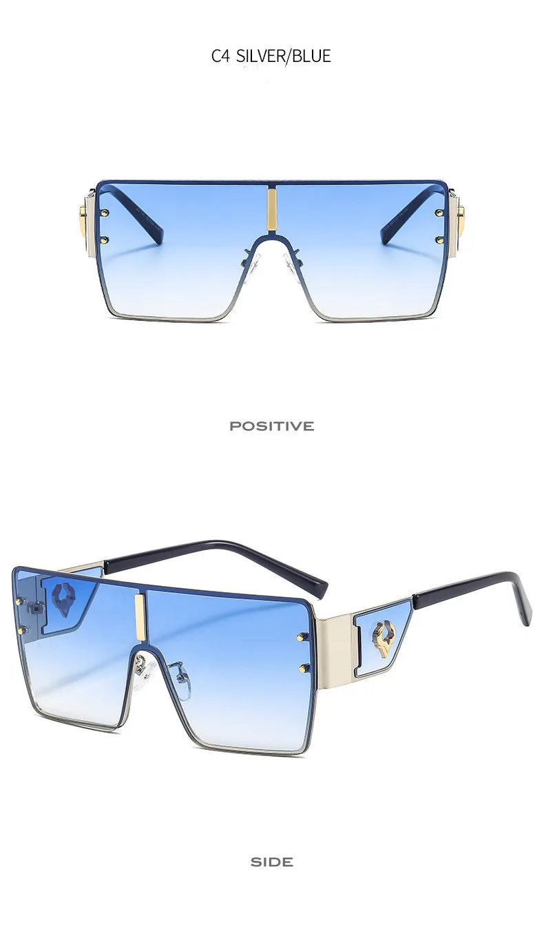 Vintage Punk Übergroße Sonnenbrille Männer Designer Fahren Gläser Frauen Luxus Retro Quadratischen Metall Rahmen UV400 Brillen – Detail 10