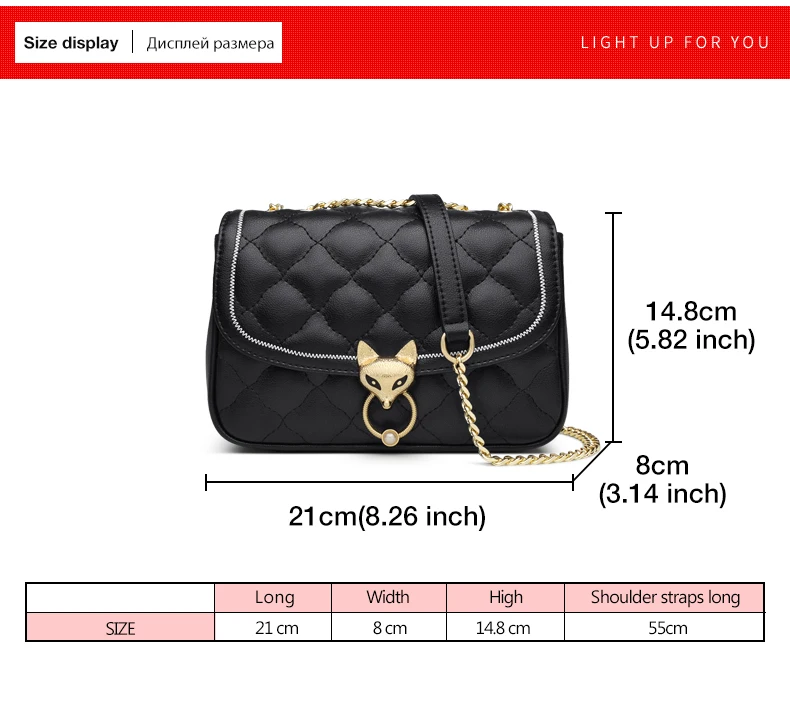 FOXER Damen-Umhängetasche aus Spaltleder mit Kettengurt, Elegante Klassische Crossbody-Tasche mit Rautenmuster, Damen-Messenger-Taschen – Detail 9