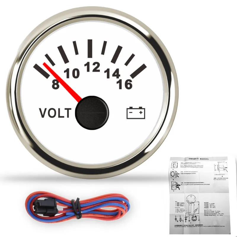 Custom 52 mm Marine Voltmeter Volt Meter Gauge 8-16 Volts For Car Motorcycle Red Backlight 12V 24V fit for BMW e60 For Audi A4