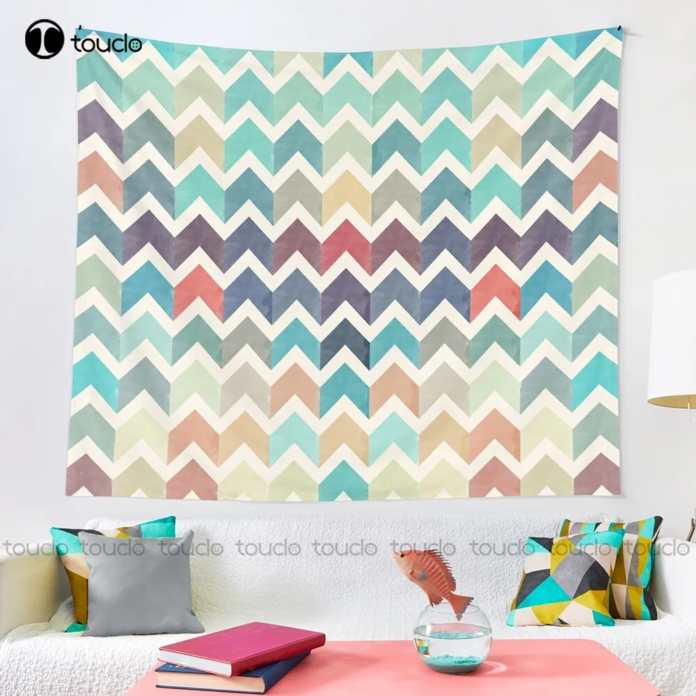 Watercolor Chevron Pattern Tapestry Tapestry Indie Tapestry Wall Hanging For Living Room Bedroom Dorm Room Home Decor Funny Wall