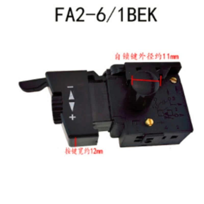20pcs FA2-6/1BEK Adjustable Speed Switch Lock on Power Trigger Button Switch For Electric Drill Speed Controlling
