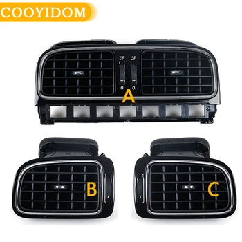 Auto helder zwart centraal dashboard voor VW Polo 2011 2012 2013 6RD 819728   6RD 819703   6RD 819704   AC Luchtuitlaat Chrome Vent