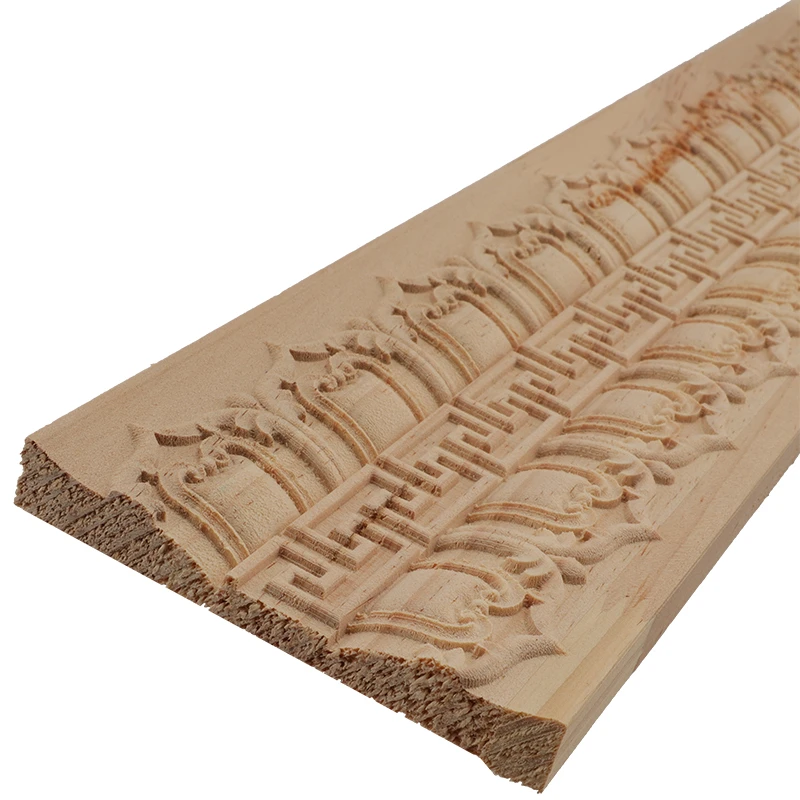 VZLX Wood Carved  Applique Frame Corner Onlay Unpainted Furniture Home Buddha Statue Decoration Lines Door Decor Accessories
