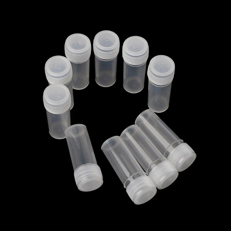 15Pcs 5ML Plastic Test Tubes Bottles Sample Containers with Screw Caps Refillable Bottles Travel Vial Storage Contain