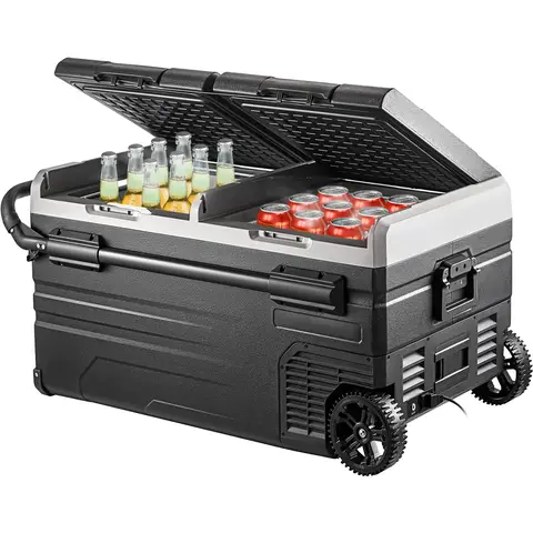 SucceBuy 75L 95L Small Car Fridge Portable Mini Dual Storage Zone Refrigerator Compressor Truck Freezer Cooler for Home Use