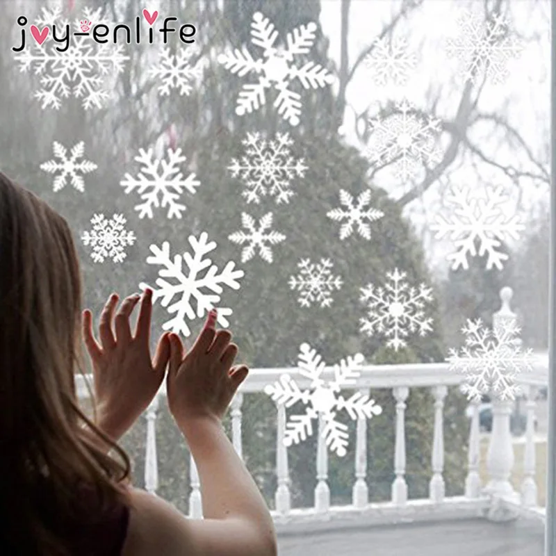 1set White Snowflake Window Sticker Kids Room Christmas Wall Stickers Christmas Decorations For Home Decals New Year 2024 Natal