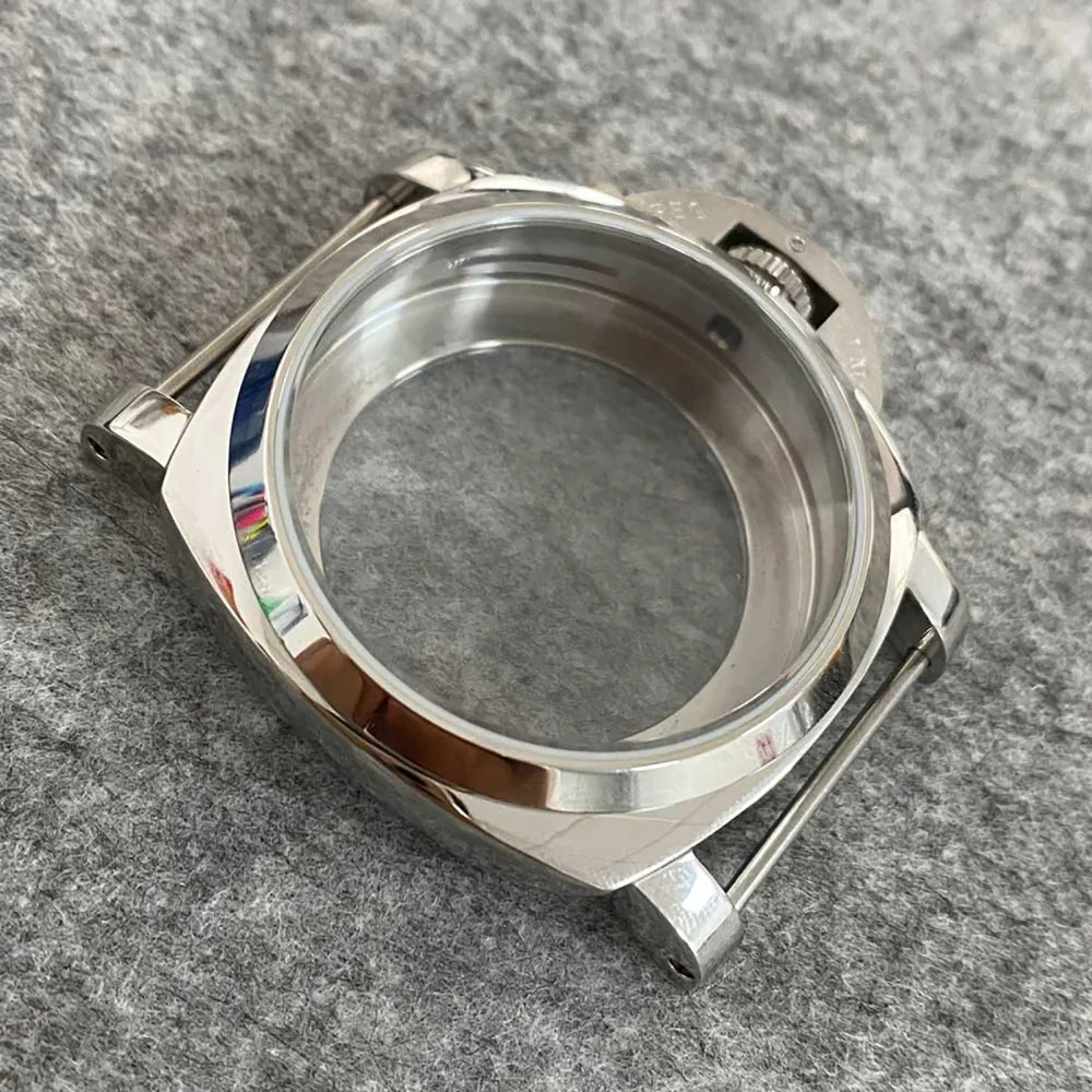 Polished 1950 Watch Case 44mm 316 Steel Shell Mineral Glass For ETA 6497/6498/ ST3600/ ST3620 Movement