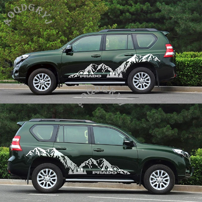 

Car Styling Accessories Car Side Body Decal Stripes Sticker Snow Mountain Racing Decals For Toyota Prado 2010-2019