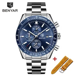 Yeni BENYAR kol Mens 2023 kuvars Chronograph Mens saatler üst marka lüks moda askeri İzle erkekler saat Zegarki me skie