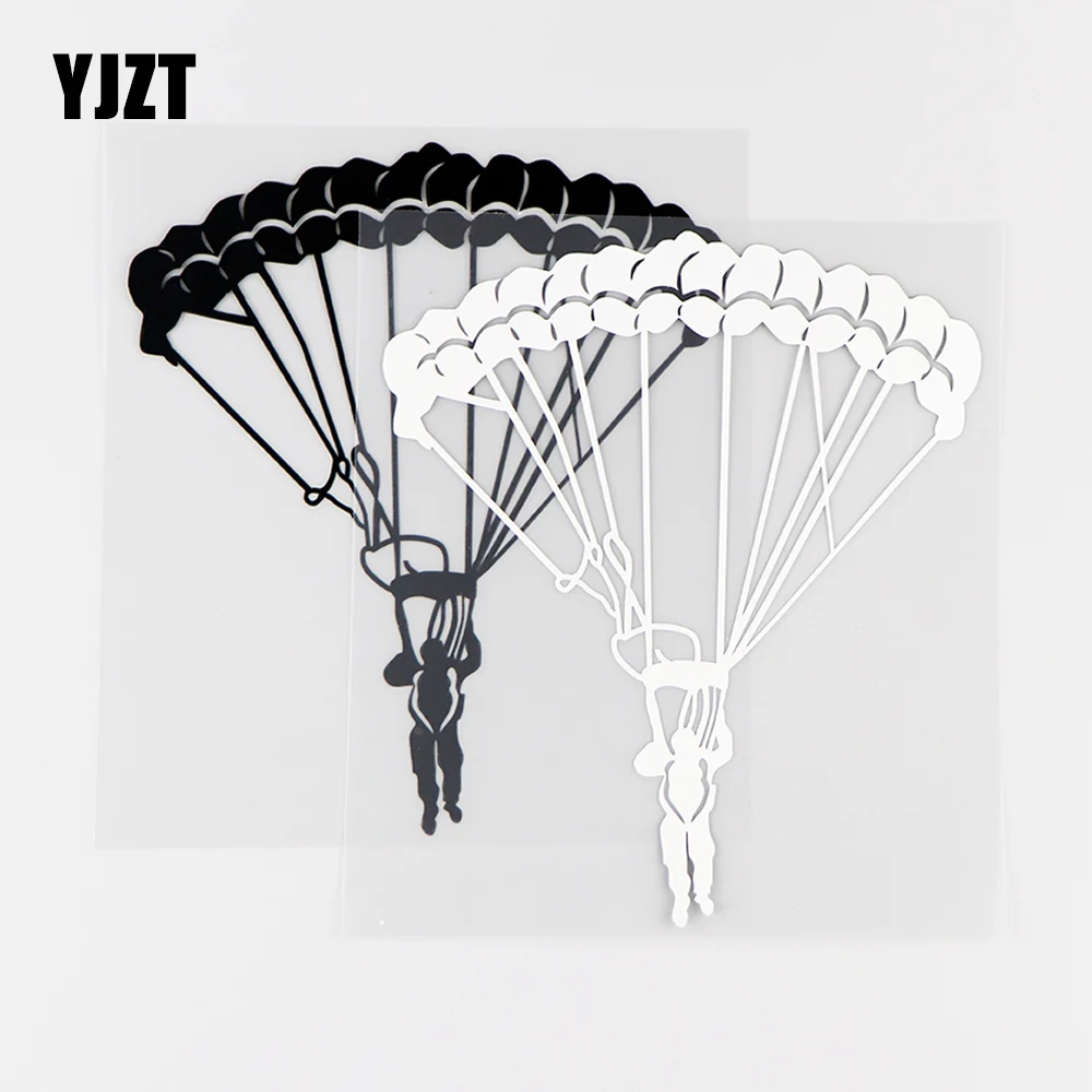 YJZT 13.7X15.9CM Parachute Paraglider Extreme Sport Decoration Vinyl Decals Car Stickers Black / Silver 10A-0074