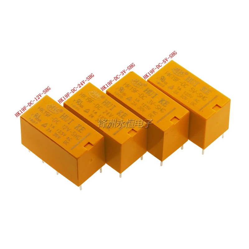 2Pcs HK19F-DC5V-SHG HK19F-DC12V-SHG HK19F-DC24V-SHG HK19F-DC3V-SHG DC9V Coil DPDT 8 Pin 2NO 2NC Mini Power Relays PCB Type