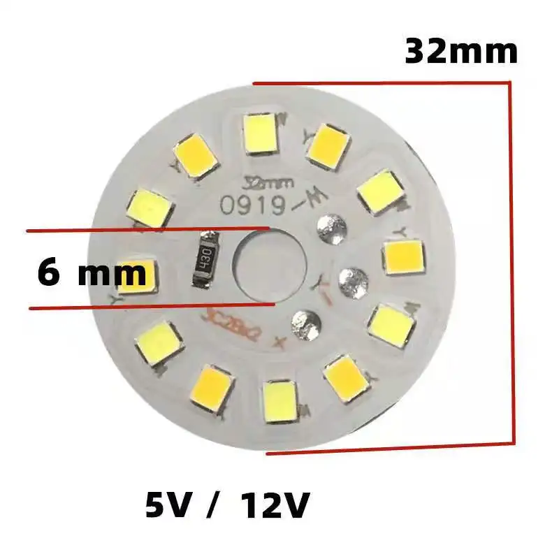 DALCAN 1pcs 3W DC5V 12V LED light board two-color light source 32MM 2835 lamp beads White Warm White