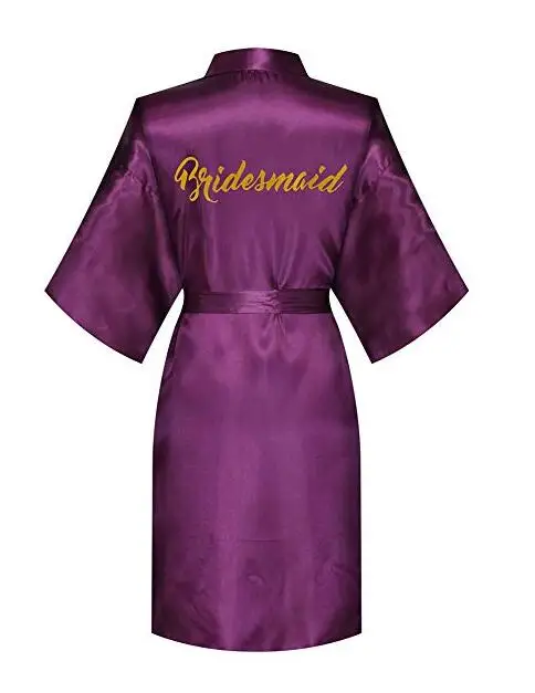 2019 Summer Purple Gown Satin Silk Robe Wedding Robe Bride Bridesmaid Dressing Women Robes Skirt Clothes Hot Word 1pc